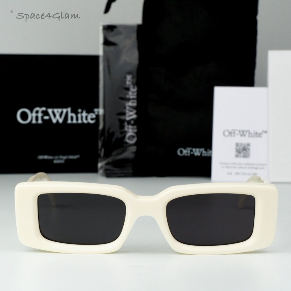 Off-White Men Sunglasses White Grey Square OERI127 ARTHUR 0107 NEW AUTHENTIC